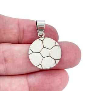 Vintage Sterling Silver 925 Soccer Ball Disk Pendant